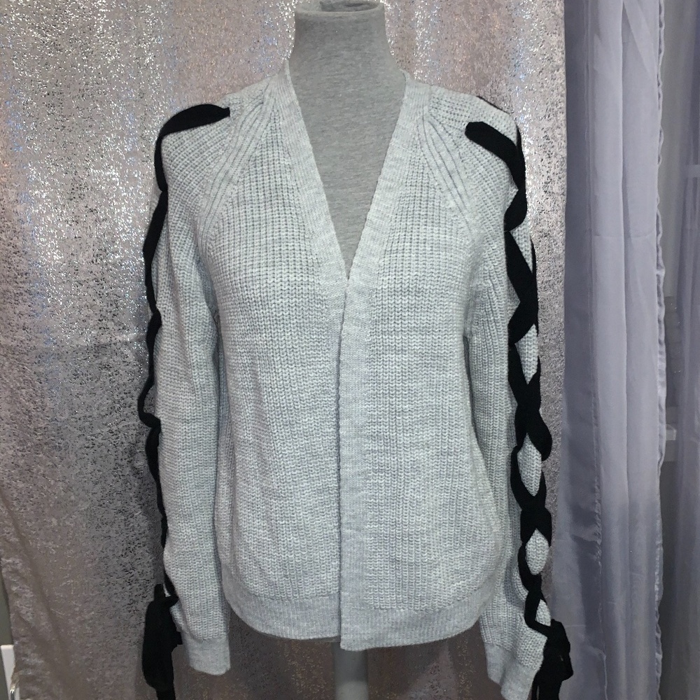 Asos Grey Knit Cardigan (tie up sleeves)